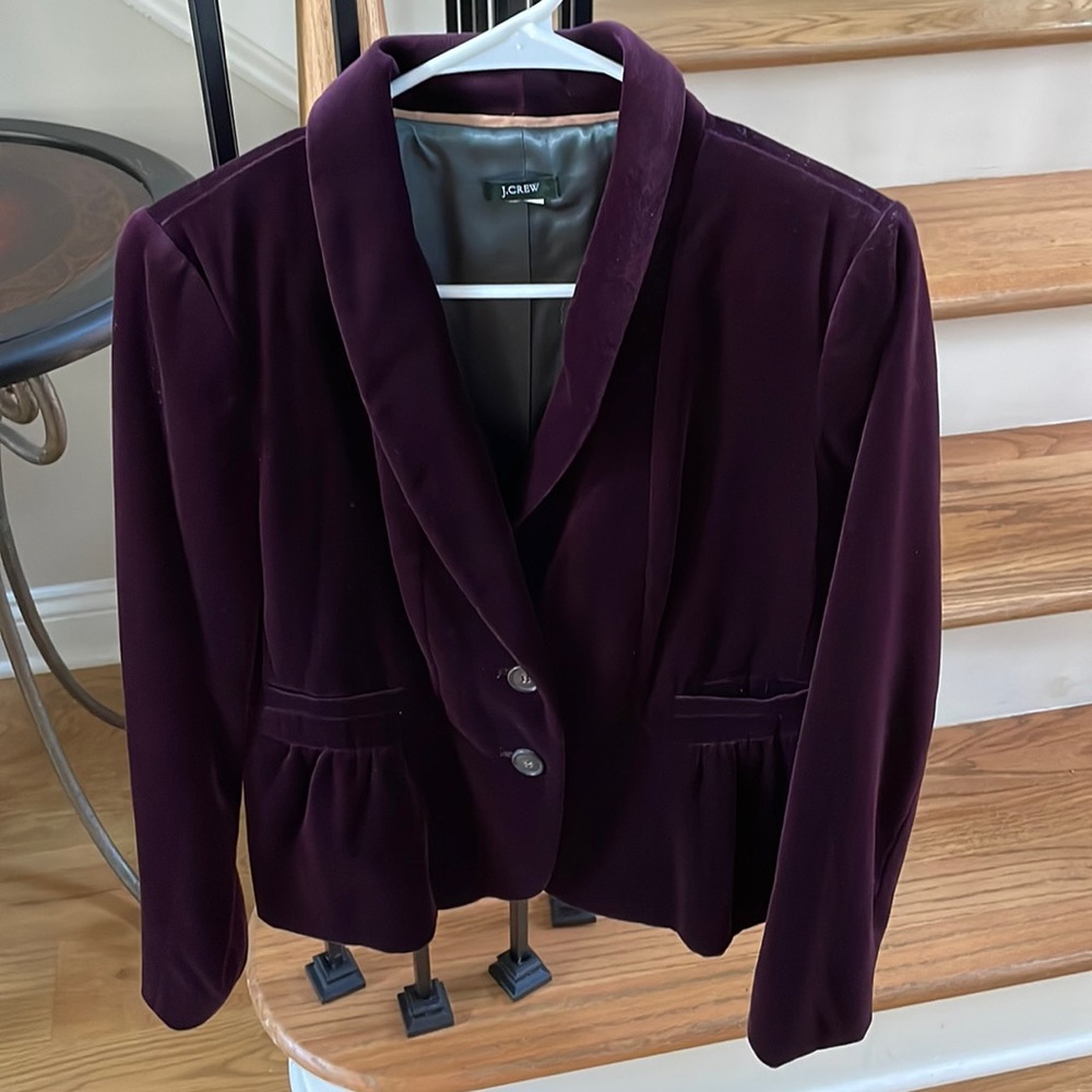 J Crew size 6 purple velvet blazer
